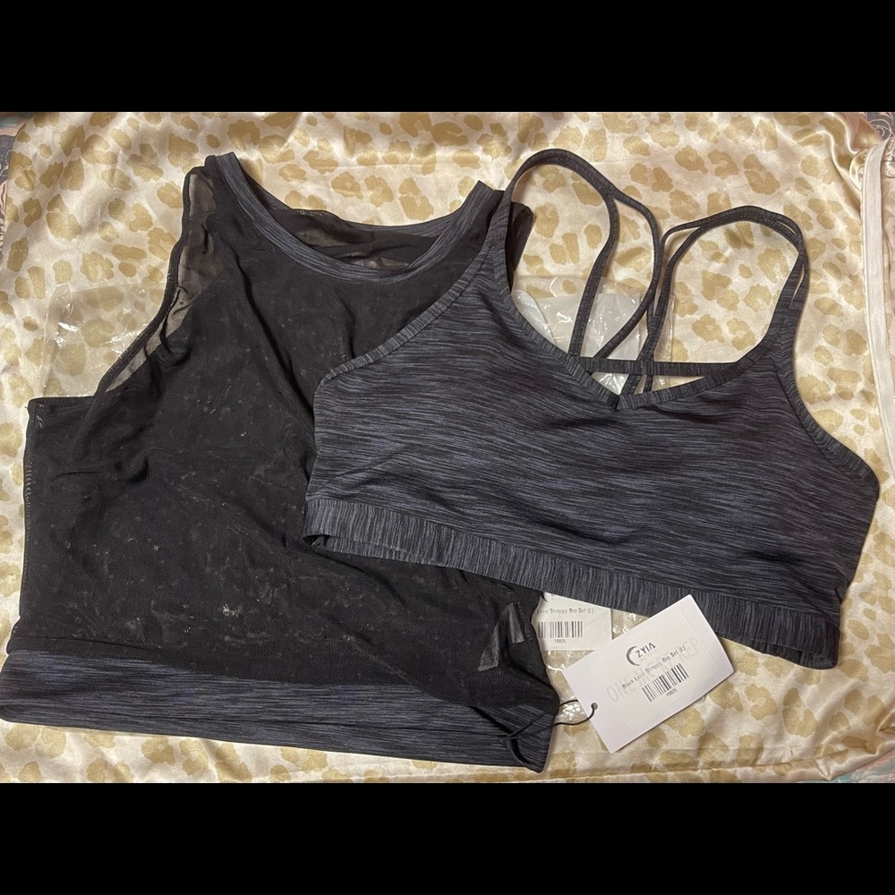 Zyia Black Luxe Strappy Bra Set
